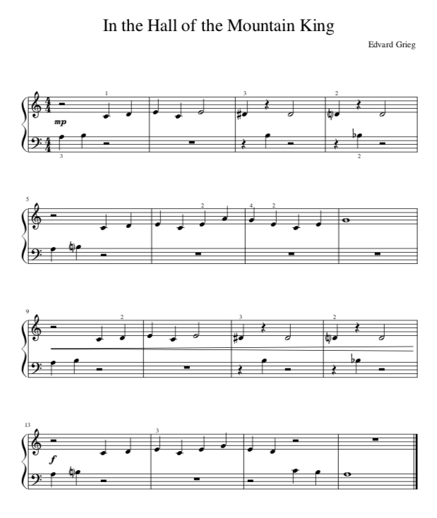 in the hall of the mountain king sheet music