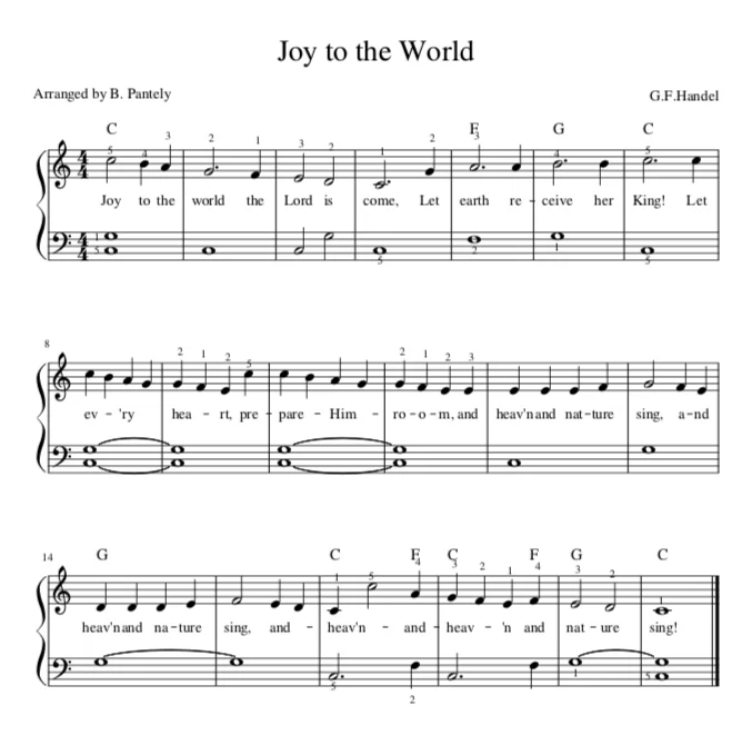 Joy to the World - Easy Sheet Music inJoy to the World - Easy Sheet Music in  