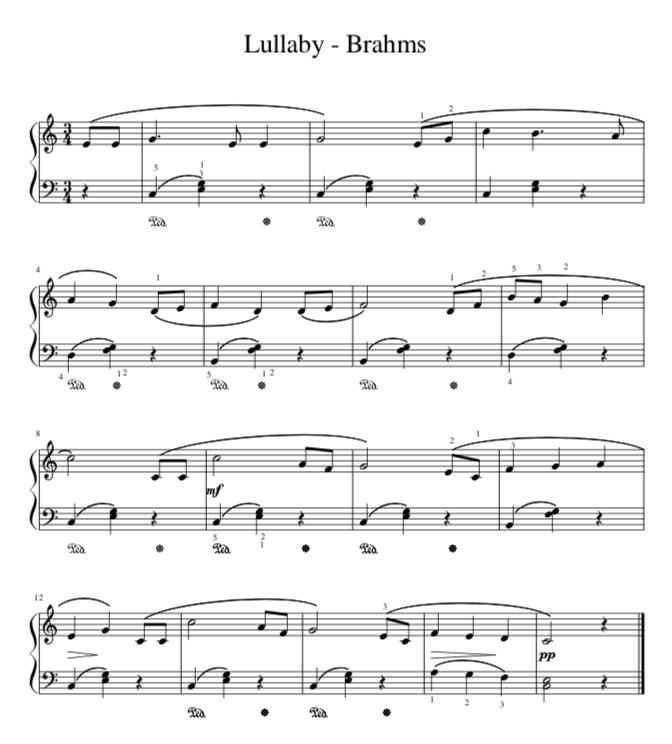lullaby brahms sheet music