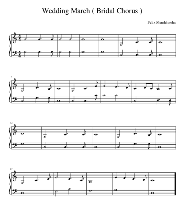 wedding march sheet music