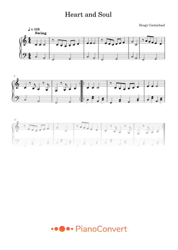 heart and soul partitura piano