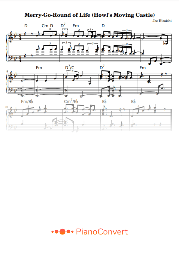 Howl's Moving Castle piano sheet music
