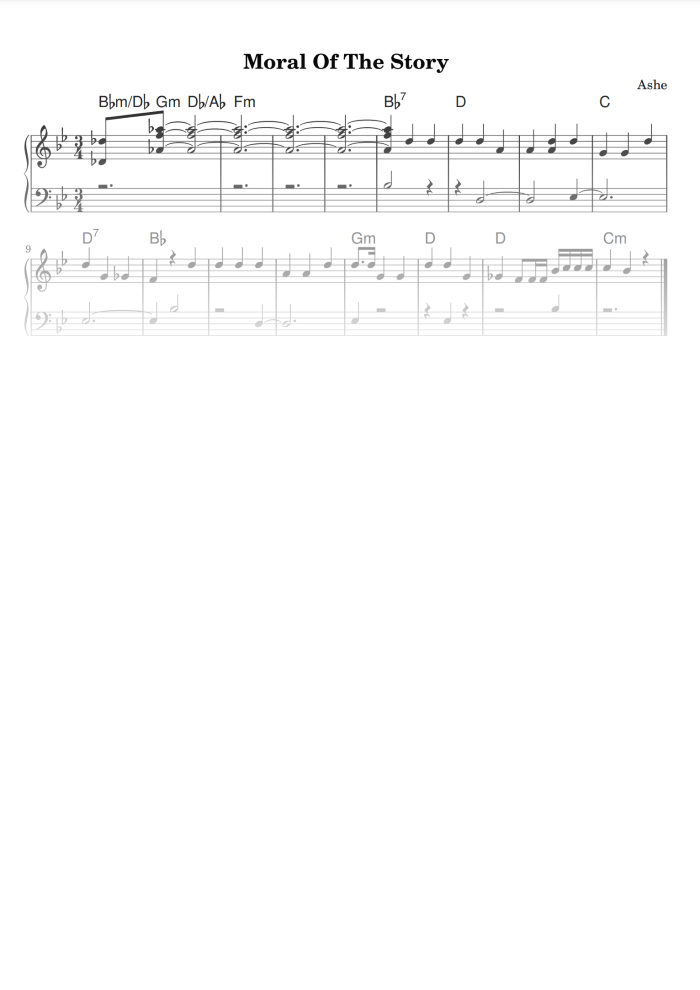 Moral Of The Story Easy Piano Sheet Music In Pdf La Touche Musicale